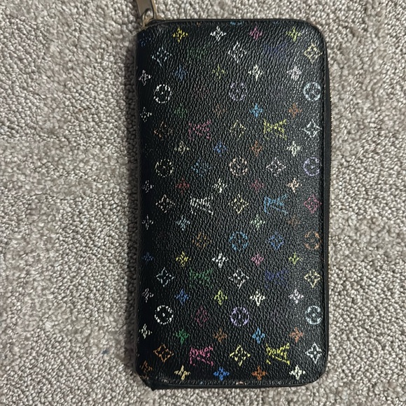 Louis Vuitton Tadashi Murakami black leather multicolor wallet, very well used. - Picture 1 of 8